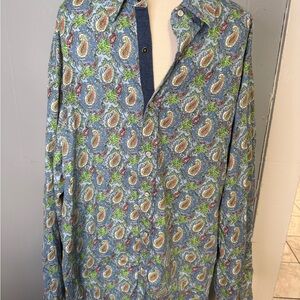 Daniel Cremieux Blue Paisley Button Down Shirt